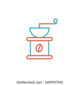 coffee grinder icon vector illustration two color line style design. isolated on white background