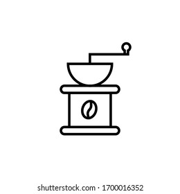 diseño de estilo de esquema de ilustración vectorial de icono de molino de café. aislado sobre fondo blanco
