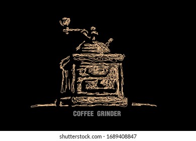 coffee grinder illustration with scribble art or digital hand drawn for background or t-shirt design