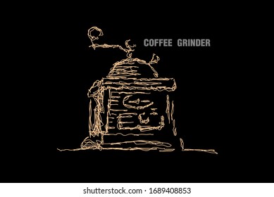 coffee grinder illustration with scribble art or digital hand drawn for background or t-shirt design