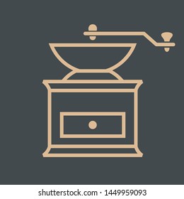 Coffee grinder isolated on dark background. Vector illustration