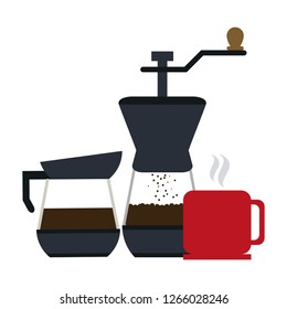 coffee grinder and kettle with mug