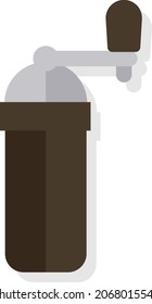 Coffee grinder kitchen icon vector illustration in flat minimal style, modern kitchen appliance design for coffee, café, and brewing concepts.