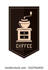 coffee grinder label icon isolated