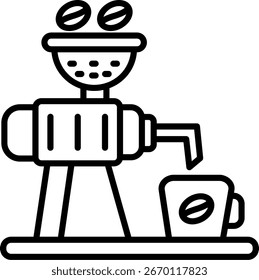 Línea de molinillo de café Vector Icon Design