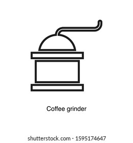 Coffee grinder linear icon vector on white background. Black icon illustration
