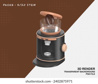 Coffee Grinder Machine Is a tool used to grind coffee beans. 3D Rendering