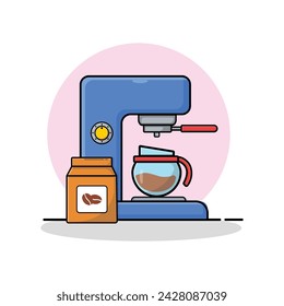 Coffee Grinder Machine Vector Illustration. Kitchen Equipment Concept