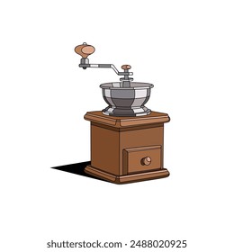 Coffee grinder mechanical. Retro. Vector illustration.