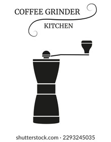 Coffee grinder, monochrome vector icon. Kitchen.