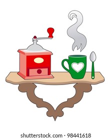 Coffee grinder on the shelf