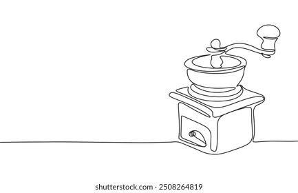 Coffee grinder one line continuous. Hand drawn vector art