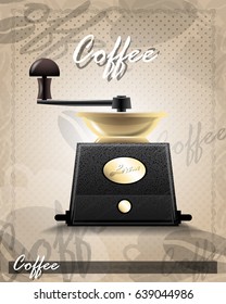 Coffee grinder poster retro vintage vector illustration