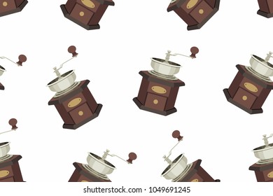 coffee grinder seamless pattern. isolated on white background