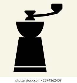 Icono sólido del molino de café. Símbolo de molino de café, pictograma de estilo glifo sobre fondo beige. Señal de barrido para concepto móvil y diseño web. Gráficos vectoriales