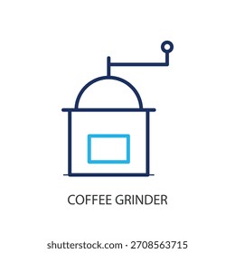 Iconos de línea delgada de molinillo de café. Ilustración vectorial original.