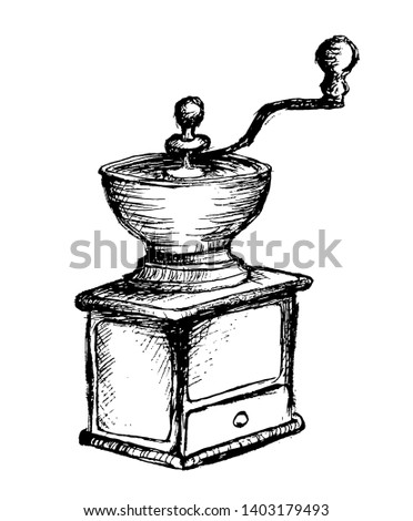 Coffee grinder vector hand drawn