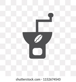 Coffee grinder vector icon isolated on transparent background, Coffee grinder logo concept