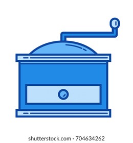 Coffee grinder vector line icon isolated on white background. Coffee grinder line icon for infographic, website or app. Blue icon designed on a grid system.