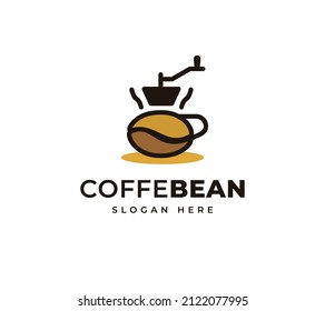 Coffee grinder vector logo design. Black coffee bean scent roasting shop logo design