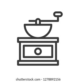 Coffee grinder vector, coffee related line design editable stroke icon