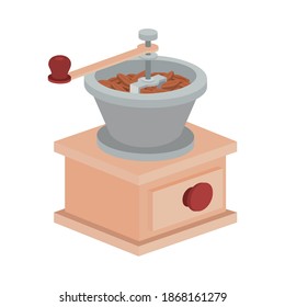 coffee grinding machine on a drawer vector illustration design