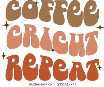 Coffee groovy quote in retro style. Vector on isolated background.