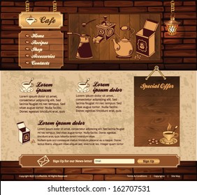 Coffee grunge retro web site 
