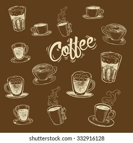 coffee hand draw, doodles,vector