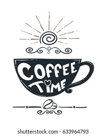 coffee hand drawn design on white background