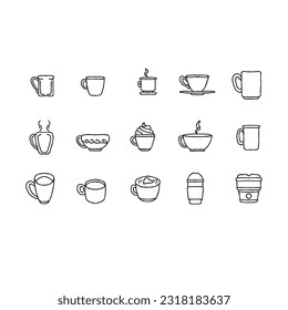 coffee hand drawn doodle illustrations vector set