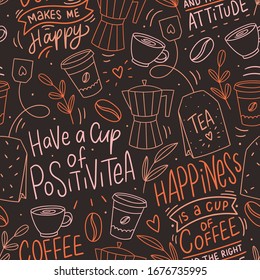 Vector Seamless Pattern With Tea And Coffee Cups - Background In Vintage  Style Royalty Free SVG, Cliparts, Vectors, and Stock Illustration. Image  19689427.