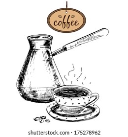 Coffee. Hand drawn illustration