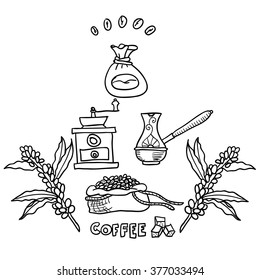 Coffee. Hand drawn illustration. Vector