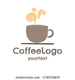 coffee hand drawn logo design. funny icon