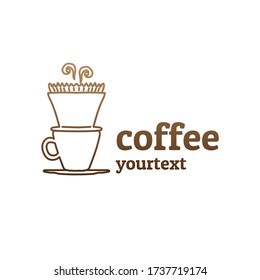 diseño del logo dibujado a mano de café. color de degradado
