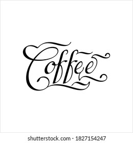 Estilo de tinta de la pluma dibujada a mano, café Word Vector manuscrito Ilustración de arte