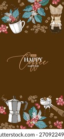 Vector de Anuncio de Vertical dibujado a mano de café