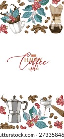 Coffee hand drawn vertical banner vector