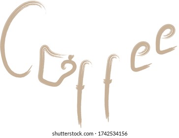 Coffee hand drawn word with cup, lettering for coffee shop. Perfect for coffee shop, cafe menu, logo and other.