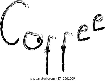 Coffee hand drawn word with cup, lettering for coffee shop. Perfect for coffee shop, cafe menu, logo and other.
