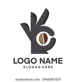 coffee with hand hold logo template