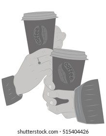 coffee in hand. vector illustration.