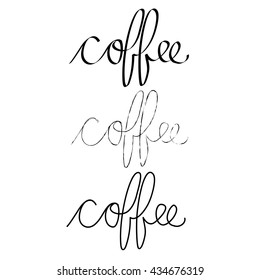 'Coffee' handwriting in different calligraphy. 'Coffee' handwriting text. Coffee vector.