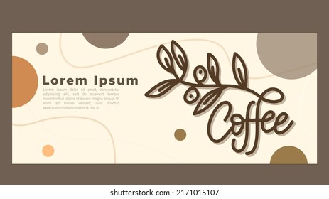 Coffee handwriting with coffee tree branches , on brown background, illustration vector EPS 10