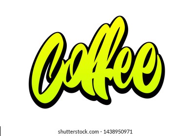 Coffee. Handwritten vector lettering design. Vector calligraphy illustration isolated. Typography for banners, badges, postcard, t-shirt, prints, posters.