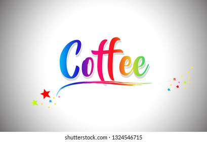 Coffee Handwritten Word Text with Rainbow Colors and Vibrant Swoosh Design Vector Illustration.