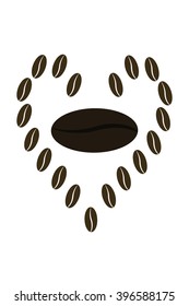 Coffee heart Bean vector.