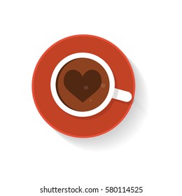 Coffee with heart flat icon vector illustration design.