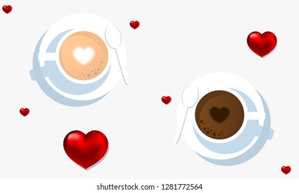 Coffee with heart foam